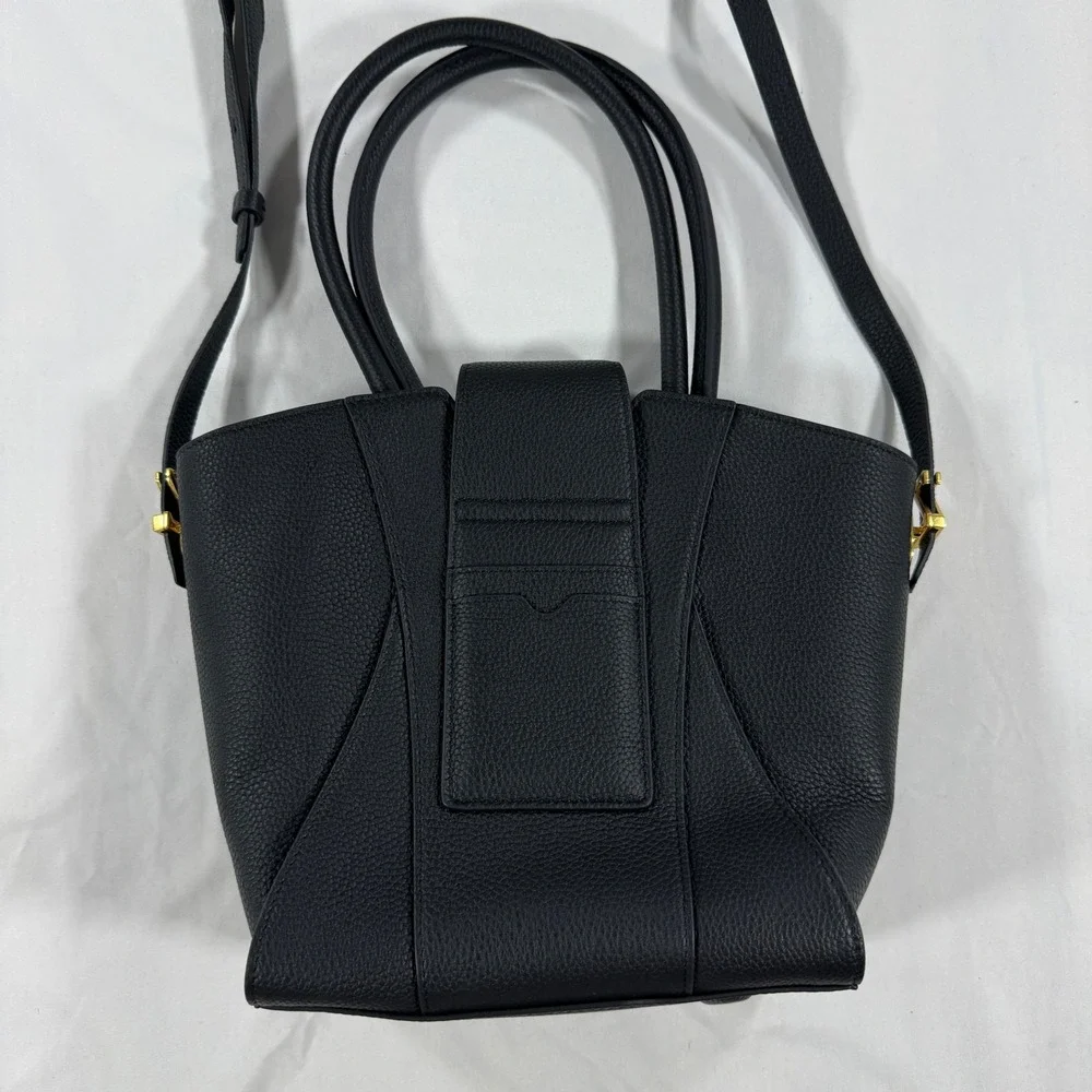 Zornna Veza Bag Black Pebbled Leather Handbag/Crossbody Gold Hardware Chic